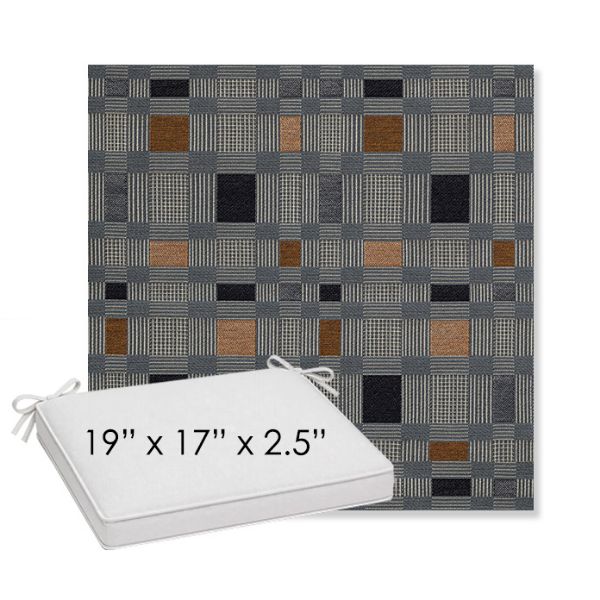 Picture of Rubix Vintage Denim | Sunbrella® 19" x 17" x 3" Outdoor Dining Cushion