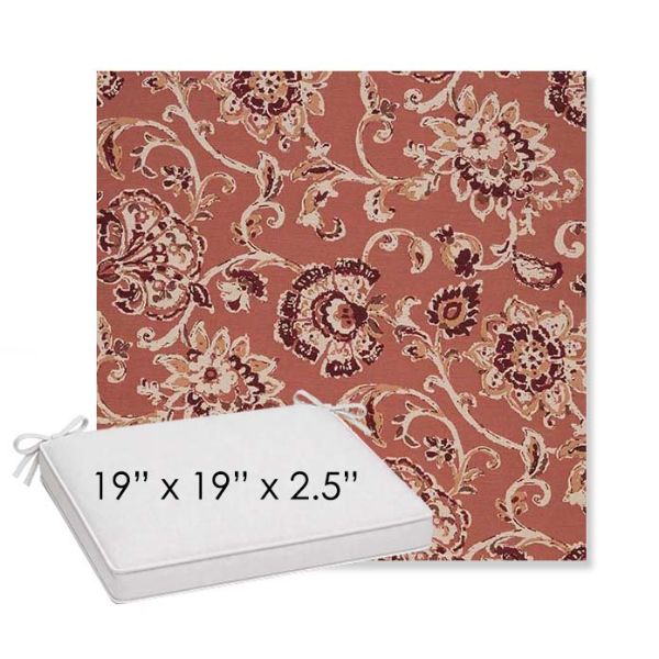Picture of Martha Floral Rose Vine | Sunbrella® 19" x 19" x 3" Outdoor Dining Cushion