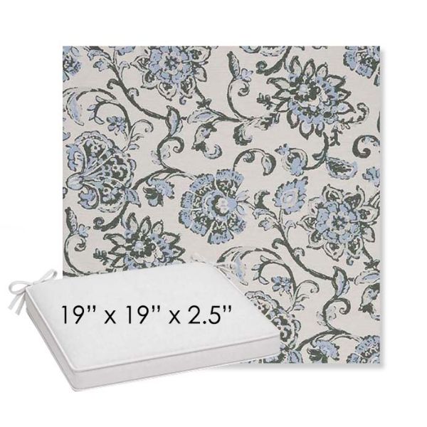 Picture of Martha Floral Periwinkle | Sunbrella® 19" x 19" x 3" Outdoor Dining Cushion
