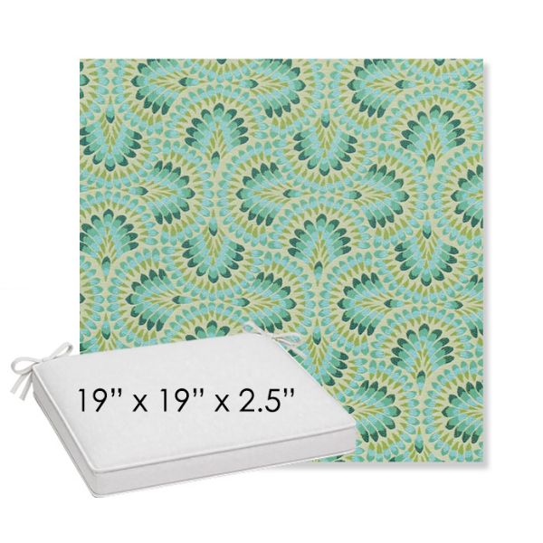 Picture of Plume Peacock | Sunbrella® 19" x 19" x 3" Outdoor Dining Cushion