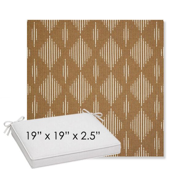 Picture of Spinner Diamond Teak | Sunbrella® 19" x 19" x 3" Outdoor Dining Cushion