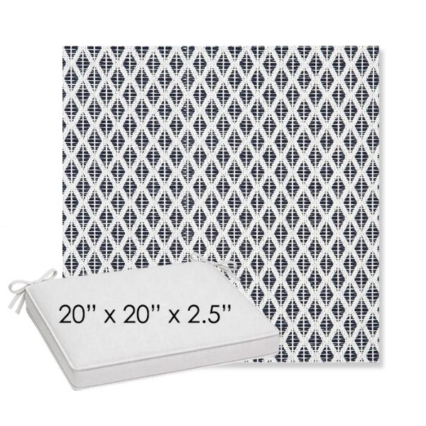 Picture of Detail Navy | Sunbrella® 20" x 20" x 3" Outdoor Dining Cushion